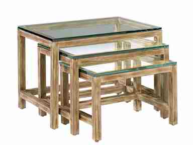 Artistica Living Room Per Se Nesting Table, Glass 407-360 spells unique in every aspect. The fusion of glass and wood in this ensemble is too perfect to ignore.