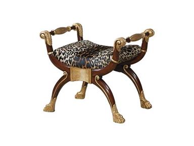 Maitland-Smith Living Room Bench 4230-377 has touches of gold on its wooden frame. The animal print on the fabric makes this piece leap to life
