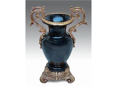 Maitland-Smith Accessories Black Marble Vase 2100-302 has all the elements of gothic style – a dark, rich color and its ornate metallic design.