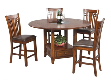 Winners Only Dining Room 42 Inch Zahara Mission Tall Square Table To 60 Inch Round With Granite Lazy Susan DZH54260