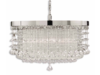 An effective way to highlight the colors that you have chosen for your home is to install lighting fixtures. This lovely chandelier will surely elicit oohs and aaahs. (Uttermost Lamps and Lighting Fascination, 3 Lt Chandelier 21138).