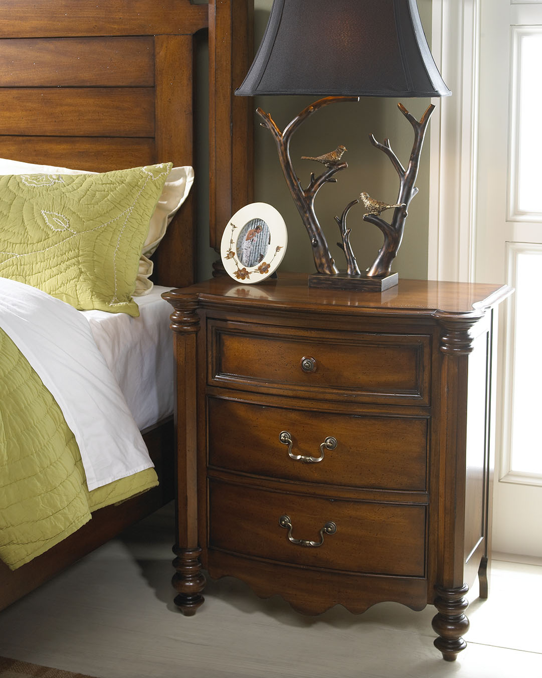 'Notice the play of colors on this photo? The colors of nature were excellently used inside this cozy bedroom. Wooden pieces come from the Summer Collection of FFDM.