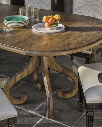 FFDM's Brentwood Collection offers this sturdy, hardwood table that can sit perfectly inside a rustic kitchen with a space for dining area.