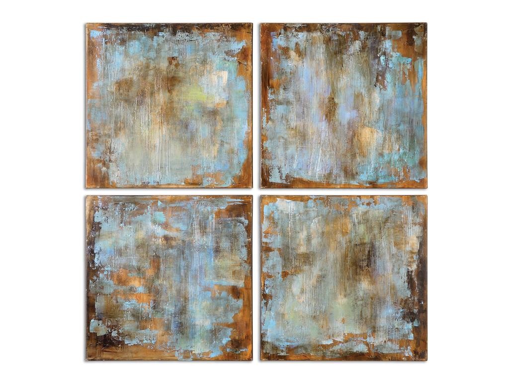 Or you can have tiles adorn your walls as artwork. Featured here is the Accessories Uttermost Accent Tiles Modern Art, S4 35310.