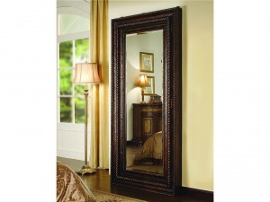 Hooker Furniture Accents Floor Mirror with Hidden Jewelry Storage creates a sense of height as it fills up the ceiling-to-floor space. 