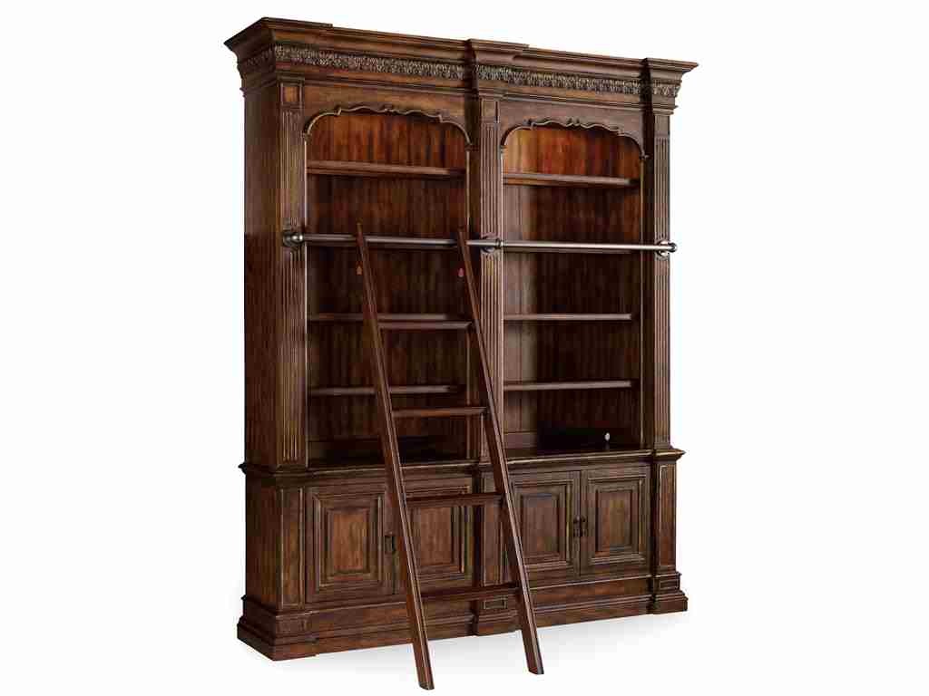 Hooker Furniture Home Office Adagio Double Bookcase with ladder & rail.