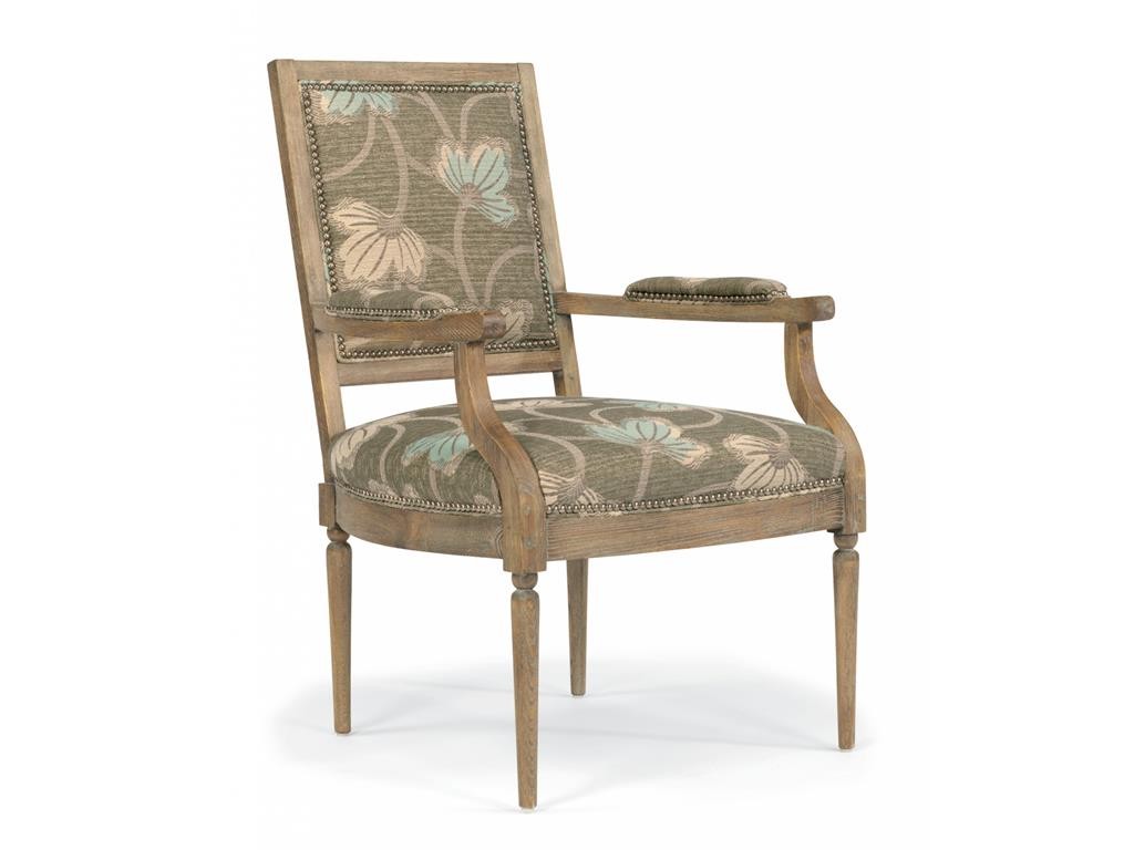 Flexsteel Living Room Fabric Chair 0102-10 showcases floral fabric fused with the beauty of wood. 