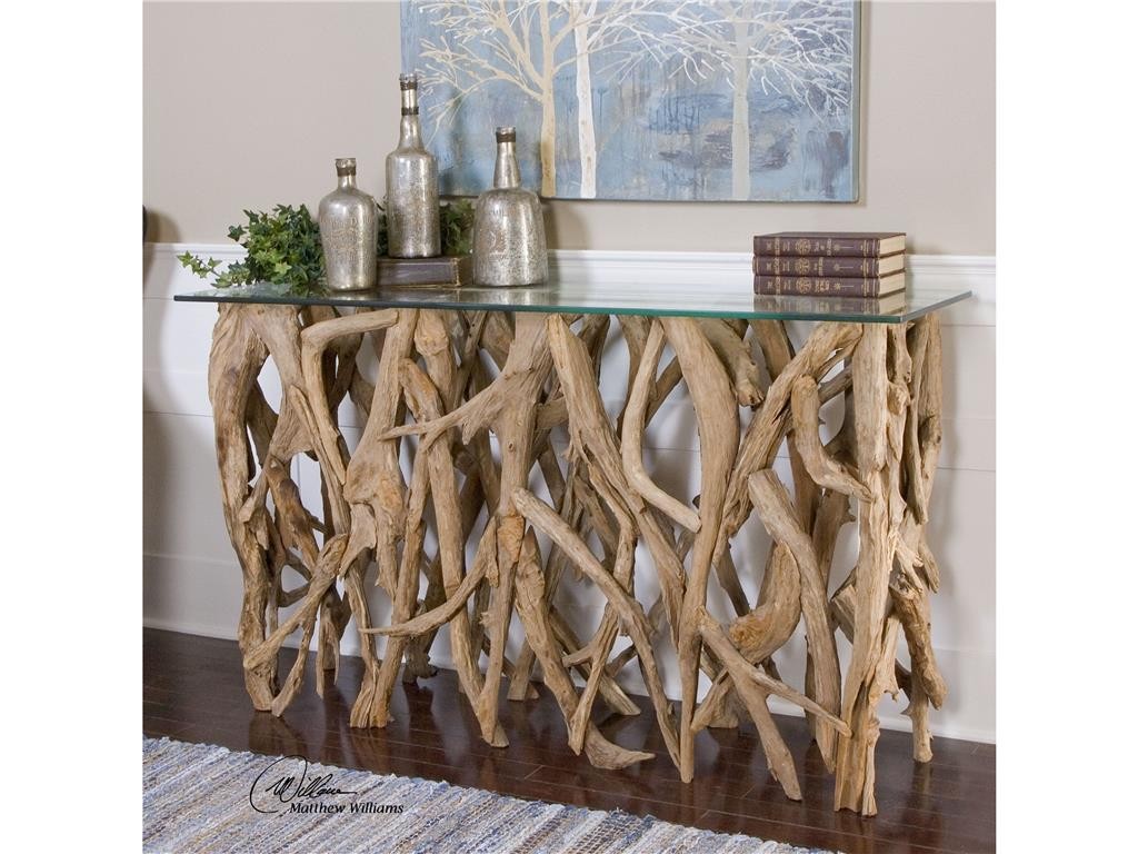 Living Room Uttermost Teak Wood Console 25593 is an interesting piece for a simplistic wall and floor design.