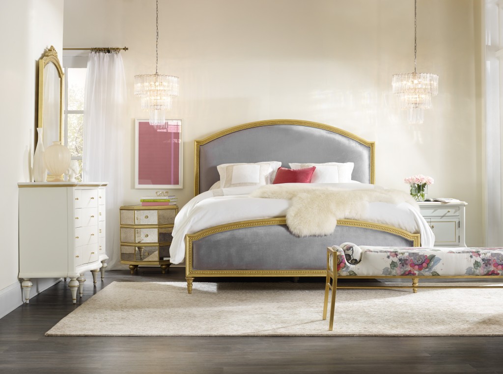 1586-90266-GLD1 Antoinette King Gilded Upholstered Bed