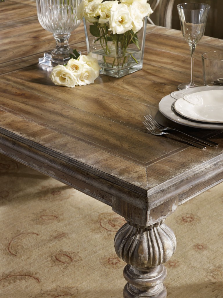 Hooker Furniture Dining Room Chatelet Rectangle Leg Dining Table with Two 18-in Leaves. Doesn't this wooden ensemble bring to mind the medieval era?