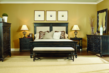 FFDM's Candence Collection: The elements that pop in this photo are the accessories such as the lamps, colorful pillows, vases, ceramics, potted plant, framed photos, etc.