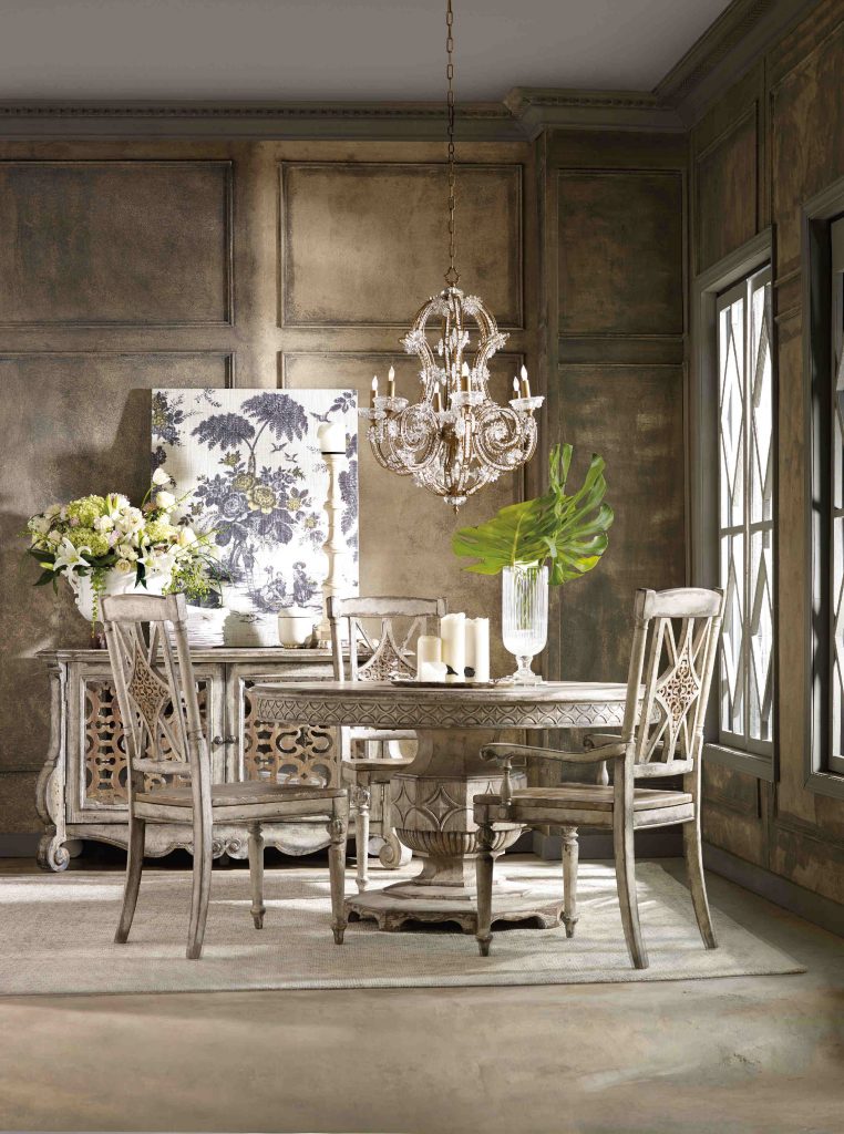 Hooker Furniture Dining Room Chatelet Round Dining Table with One 20in Leaf