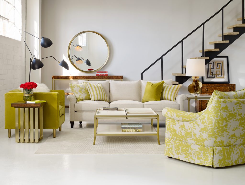 The lively color of summer is depicted in this 7070-002CR Rivington 3 over 3 Sofa