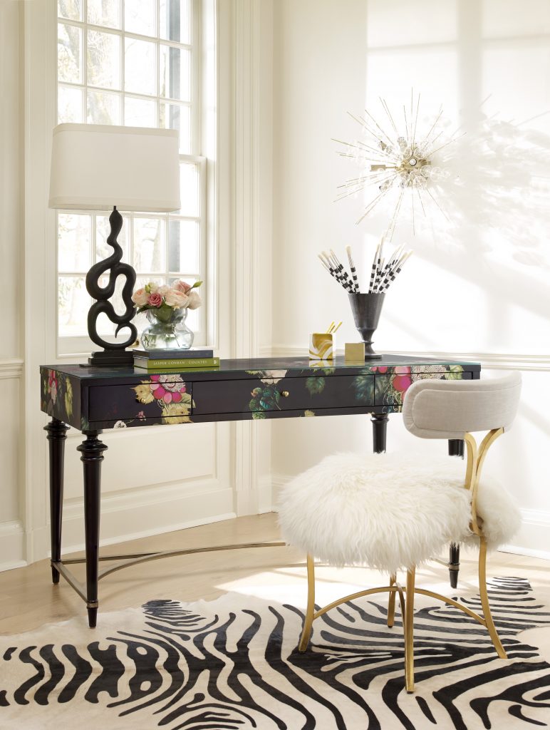 1586-10458A-MULTI2 Fleur de Glee Writing Desk 1586-75410D-GLD6 Swanson Upholstered Metal Side Chair