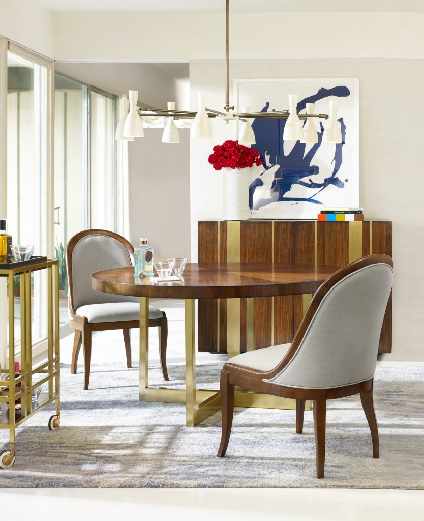1586-75203A-BRN1 Horizon Line Round Dining Table is great for small dining areas because it occupies less space than square tables.