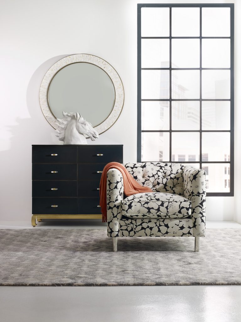 1586-90001-BLK2 The Poet Eight-Drawer Dresser: Ample lighting and minimal furnishing also does the trick when it comes to creating room height.
