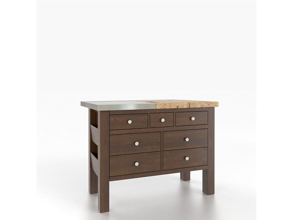 This is an example of a kitchen island with wood and steel top. (Canadel Kitchen Island ISL4836-T4)