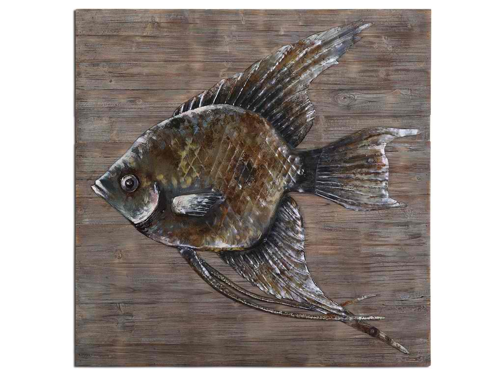 The Accessories Uttermost Iron Fish Wall Art 04273 is an interesting alternative to the usual framed photos or paintings.