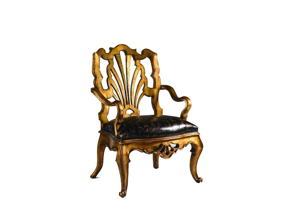 This Lexington Living Room Rangoon Chair 4011-1092-956771 offers the charming beauty of both gold and bronze.