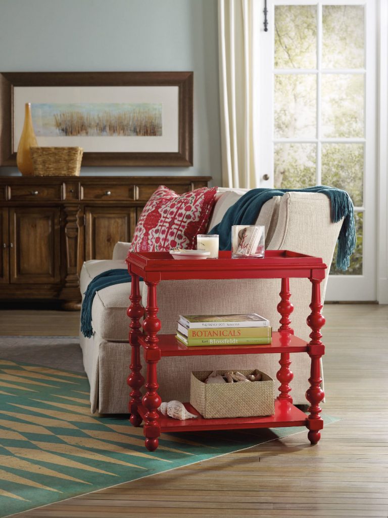 The Hooker Furniture Living Room Sanctuary Chairside Table is as unique and colorful as a side table could get. 