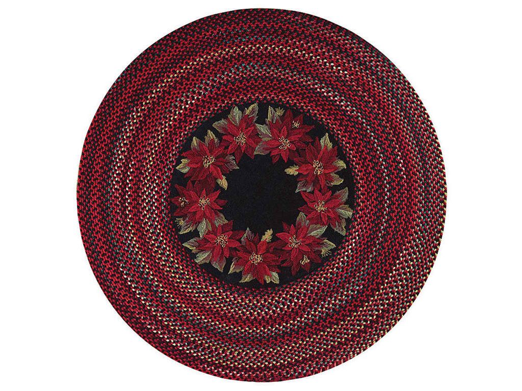 Hot mug of chocolate, wreaths, mistletoe, Christmas tree, and the Capel Incorporated Floor Coverings Botanical Rug 0609CS Poinsettia - what could be more Christmassy?