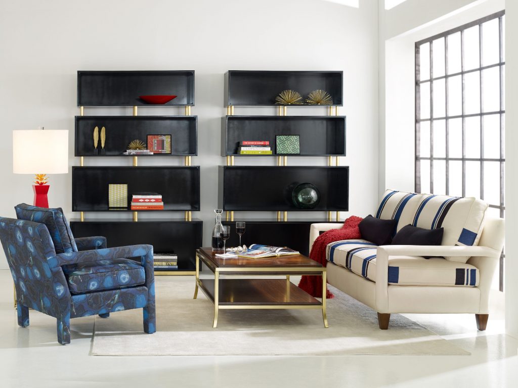CYNTHIA ROWLEY FOR HOOKER FURNITURE RYDER CHAIR: The play of colors in this living room is deliciously sensational.