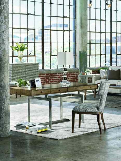 FFDM Portfolio: Large glass windows give this living room/home office a bright and airy appearance.