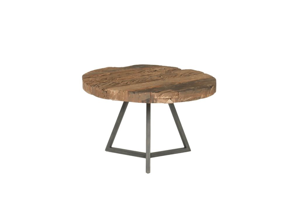 Orient Express Furniture Living Room Timber Small Round Coffee Table - Raw Metal 7721-S.RM.RWY