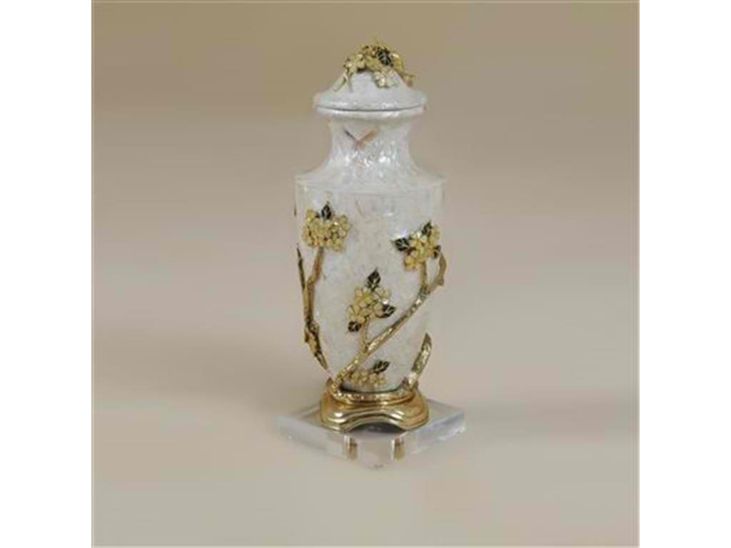 Maitland-Smith Accessories White Hammer Shell Inlaid Lidded Vase 2100-472